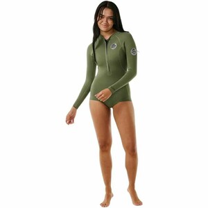 2024 Rip Curl Womens G-Bomb 2.0 1mm Long Sleeve Shorty Wetsuit 119WSP - Khaki